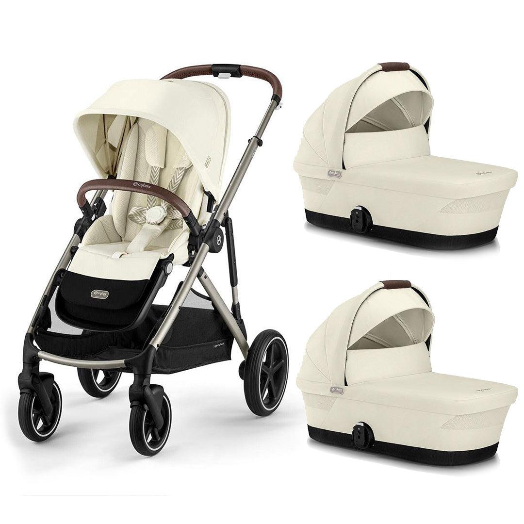CYBEX Gazelle S Twin Pushchair - Seashell Beige-Strollers-Seashell Beige-2x Carrycot | Natural Baby Shower