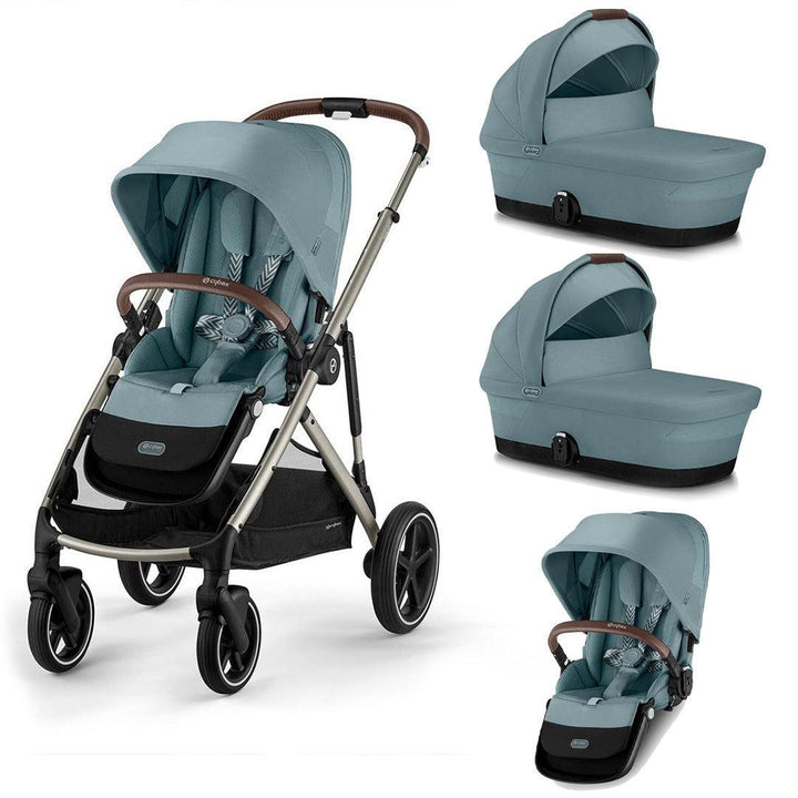 CYBEX Gazelle S Twin Pushchair - Sky Blue-Strollers-Sky Blue-2x Carrycot | Natural Baby Shower