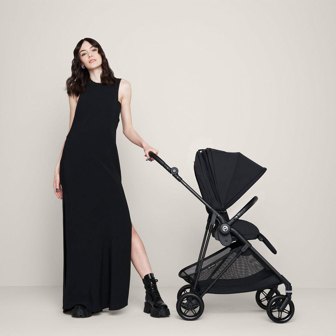 (24.01.09 - DONT SET LIVE) -> CYBEX Melio Carbon Pushchair 2023 - Moon Black-Strollers-Moon Black- | Natural Baby Shower