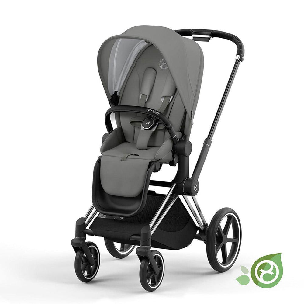 CYBEX Priam Pushchair - Conscious Collection - Pearl Grey (2022)-Stroller Bundles-Chrome Black-None | Natural Baby Shower