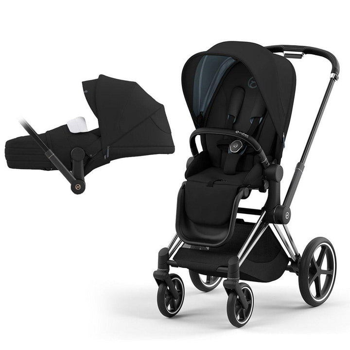 CYBEX Priam Pushchair - Deep Black (2022)-Strollers-Chrome Black-Lite | Natural Baby Shower