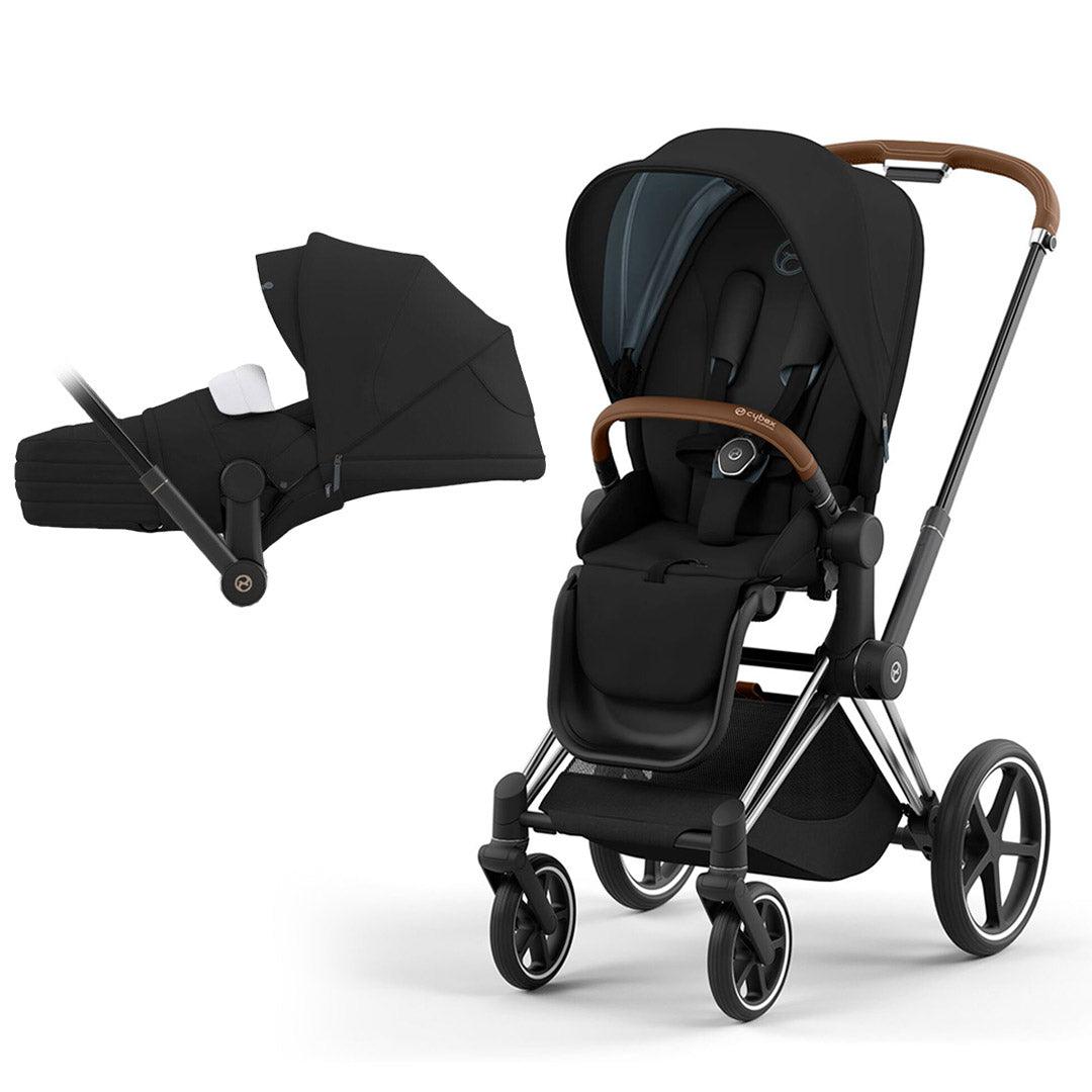 CYBEX Priam Pushchair - Deep Black (2022)-Strollers-Chrome Brown-Lite | Natural Baby Shower