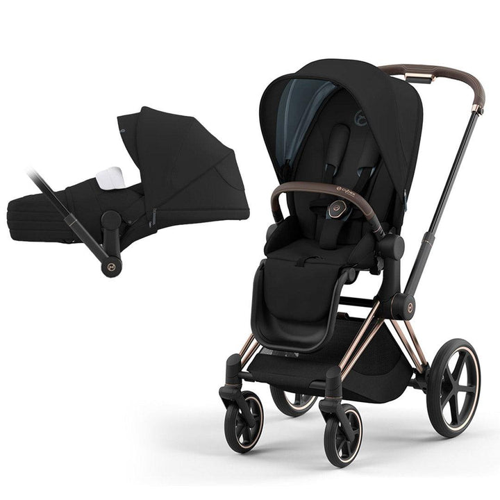 CYBEX Priam Pushchair - Deep Black (2022)-Strollers-Rose Gold-Lite | Natural Baby Shower