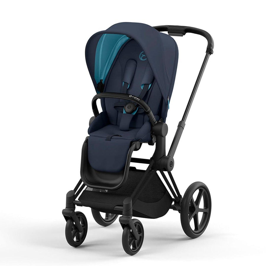 CYBEX Priam Pushchair - Nautical Blue (2022)-Strollers-Matt Black-None | Natural Baby Shower