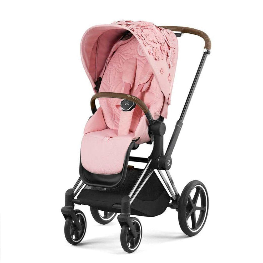CYBEX Priam Pushchair - Simply Flowers - Pale Blush (2022)-Strollers-Chrome Brown-None | Natural Baby Shower