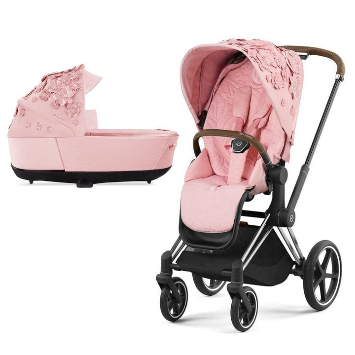 CYBEX Priam Pushchair - Simply Flowers - Pale Blush (2022)-Strollers-Chrome Brown-Lux | Natural Baby Shower