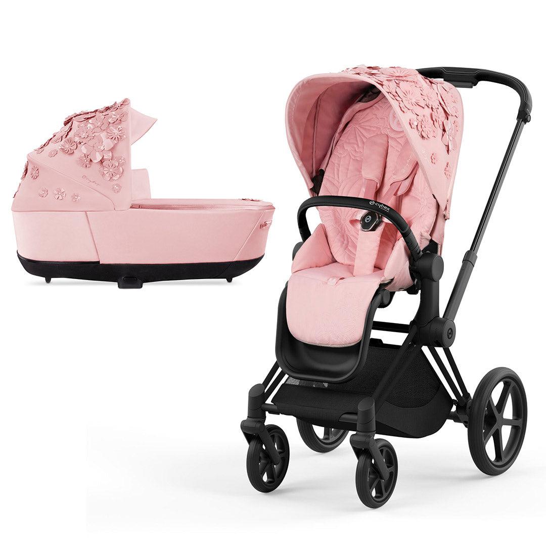 CYBEX Priam Pushchair - Simply Flowers - Pale Blush (2022)-Strollers-Matt Black-Lux | Natural Baby Shower