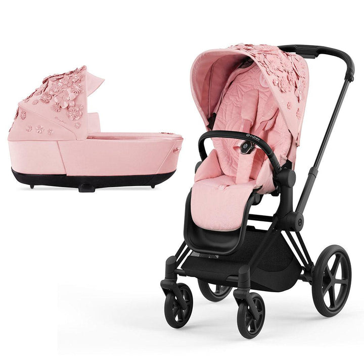 CYBEX Priam Pushchair - Simply Flowers - Pale Blush (2022)-Strollers-Matt Black-Lux | Natural Baby Shower