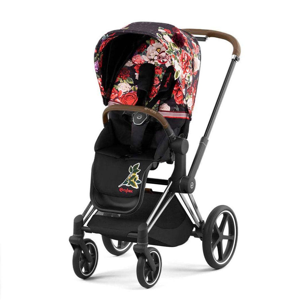 CYBEX Priam Pushchair - Spring Blossom - Dark (2022)-Strollers-Chrome Brown-None | Natural Baby Shower