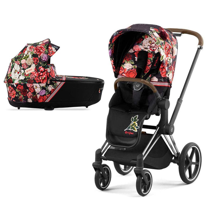 CYBEX Priam Pushchair - Spring Blossom - Dark (2022)-Strollers-Chrome Brown-Lux | Natural Baby Shower
