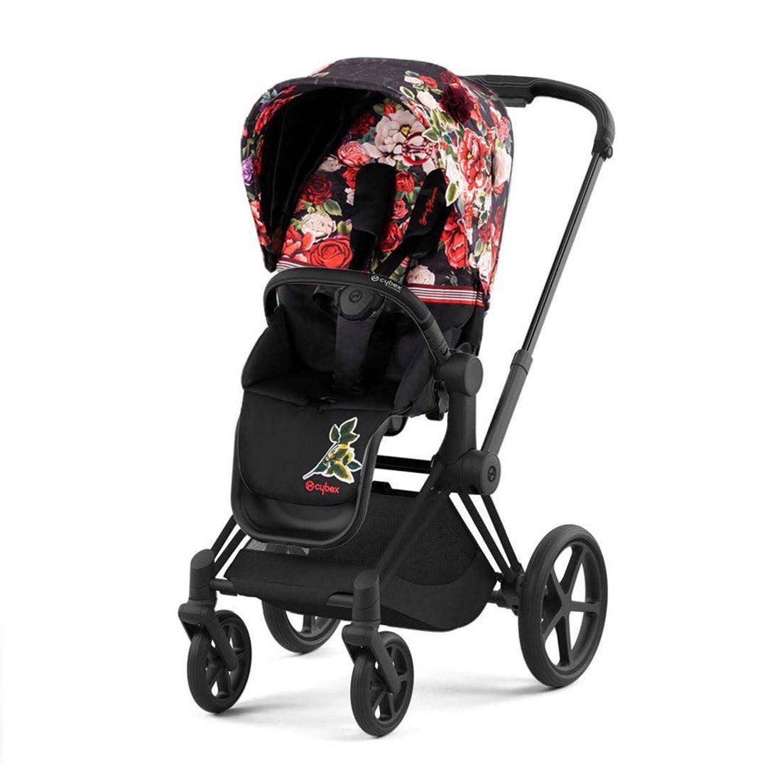 CYBEX Priam Pushchair - Spring Blossom - Dark (2022)-Strollers-Matt Black-None | Natural Baby Shower