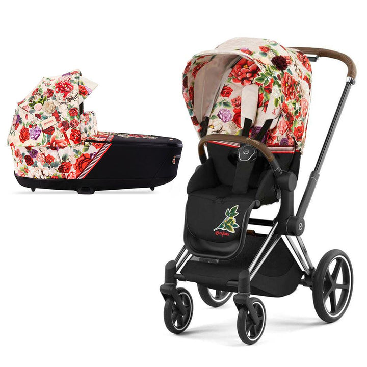CYBEX Priam Pushchair - Spring Blossom - Light (2022)-Strollers-Chrome Brown-Lux | Natural Baby Shower