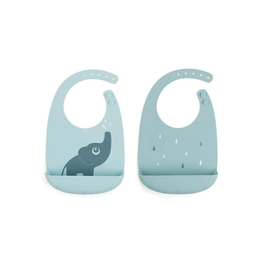 Done by Deer Silicone Bib - Elphee - Blue - 2 Pack-Bibs- | Natural Baby Shower