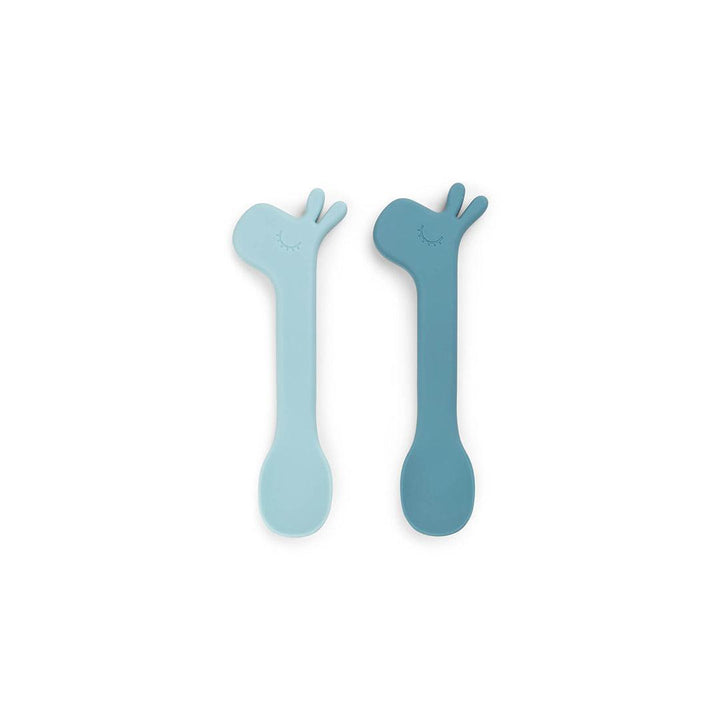 Done by Deer Silicone Spoon - 2 Pack - Blue - Lalee-Cutlery-Blue- | Natural Baby Shower