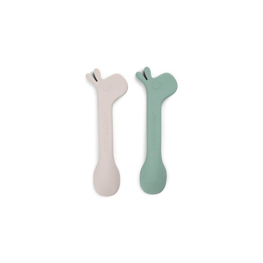 Done by Deer Silicone Spoon - 2 Pack - Green - Lalee-Cutlery-Green- | Natural Baby Shower