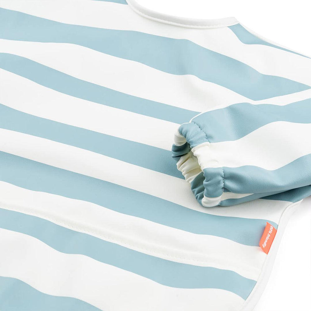 Done by Deer Sleeved Pocket Bib - Blue - Stripes-Bibs-Blue- | Natural Baby Shower