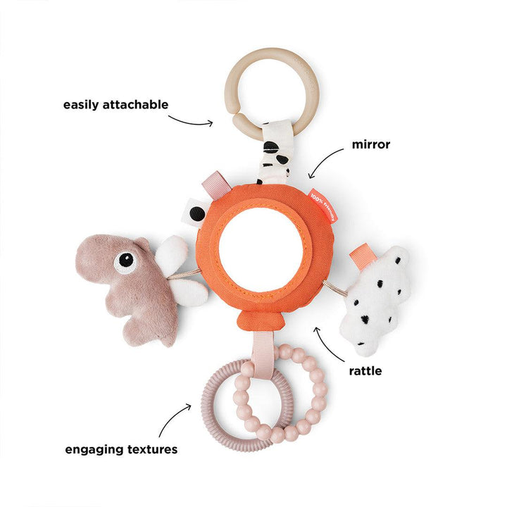 Done by Deer To Go Activity Mirror - Papaya - Happy Clouds-Pram Toys-Papaya- | Natural Baby Shower