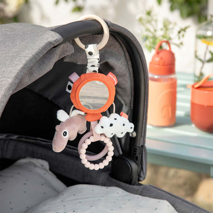 Done by Deer To Go Activity Mirror - Papaya - Happy Clouds-Pram Toys-Papaya- | Natural Baby Shower