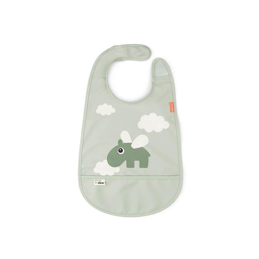 Done by Deer Velcro Bib - Green - Happy Clouds-Bibs-Green- | Natural Baby Shower