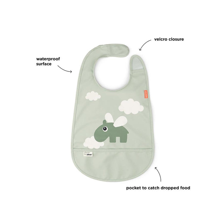 Done by Deer Velcro Bib - Green - Happy Clouds-Bibs-Green- | Natural Baby Shower