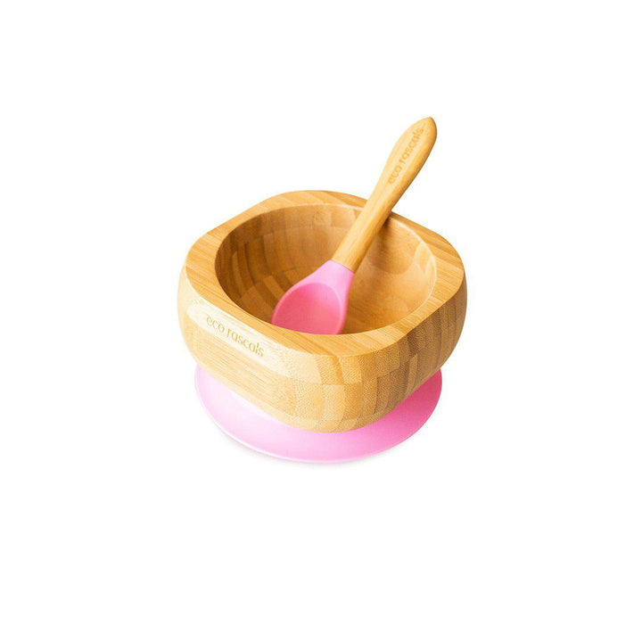 Eco Rascals Bowl + Spoon Set - Pink-Bowls- | Natural Baby Shower