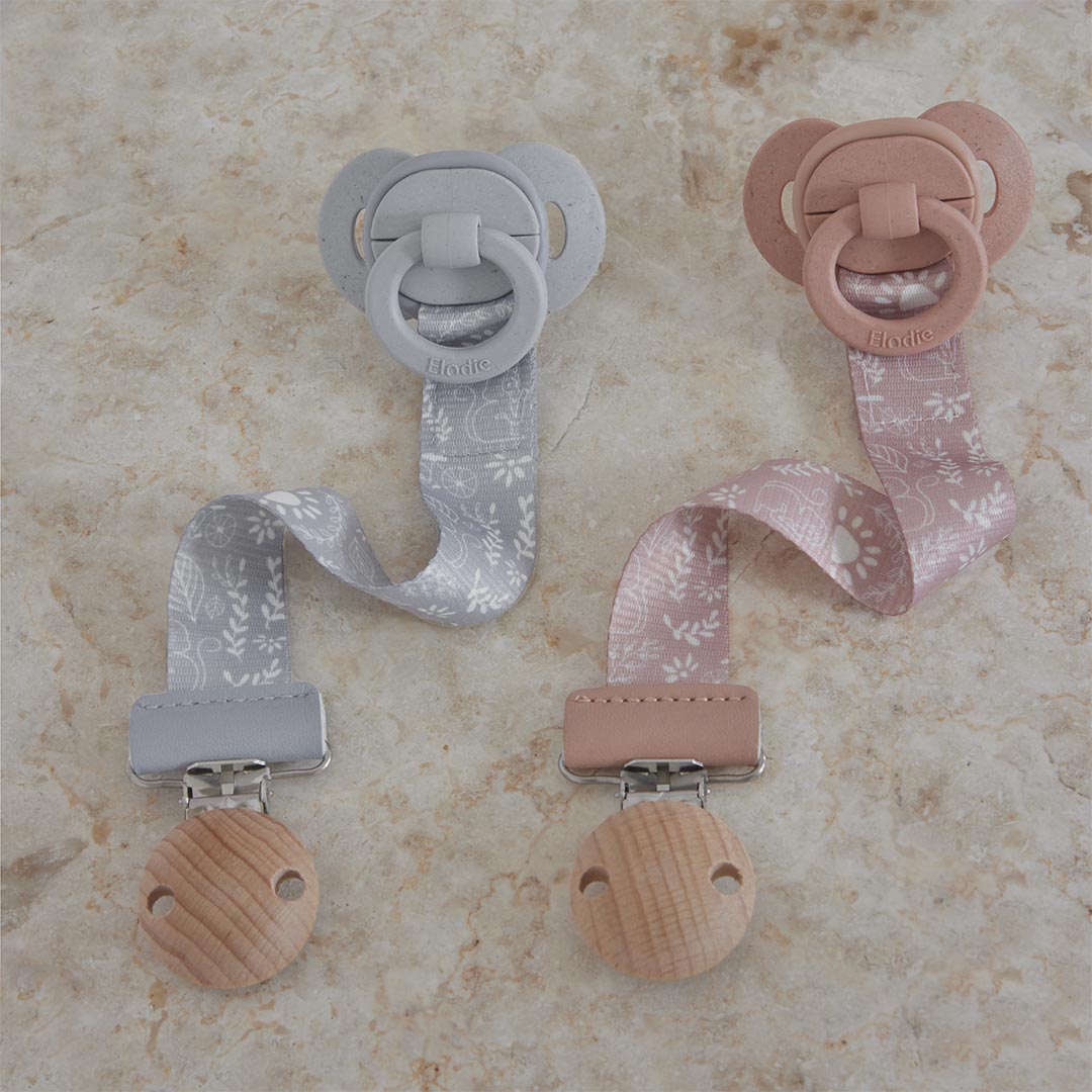 Elodie Details Pacifier Clip Monkey Sunrise Pink Wood Clip