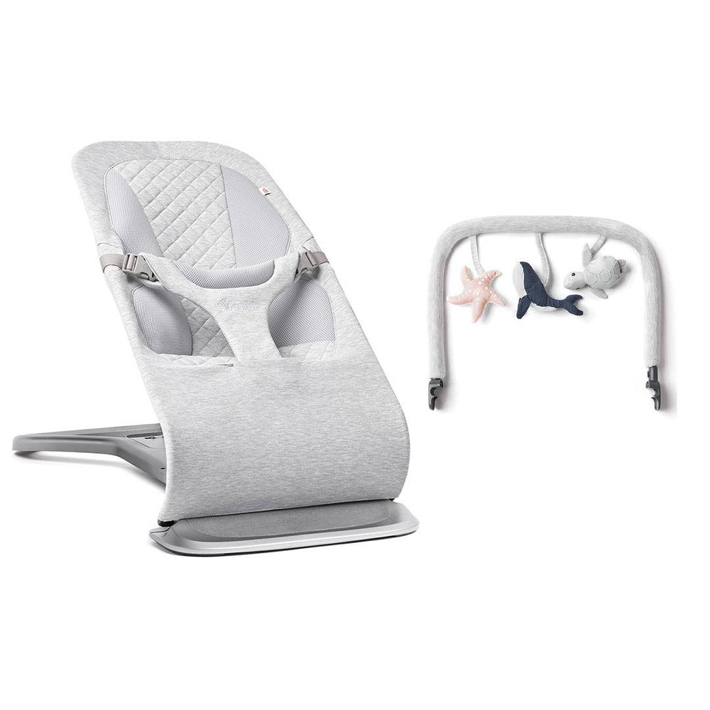 Ergobaby Evolve Baby Bouncer - Light Grey-Baby Bouncers-With Toy Bar- | Natural Baby Shower