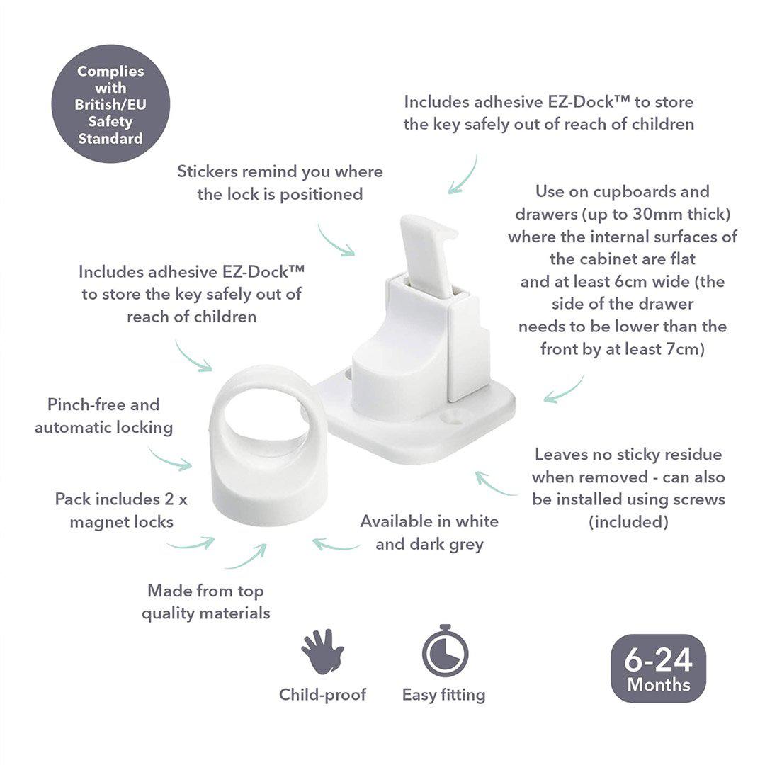 Fred Invisible Magnet Locks - Pure White V2 - 2 Pack-Home Safety-Pure White V2- | Natural Baby Shower