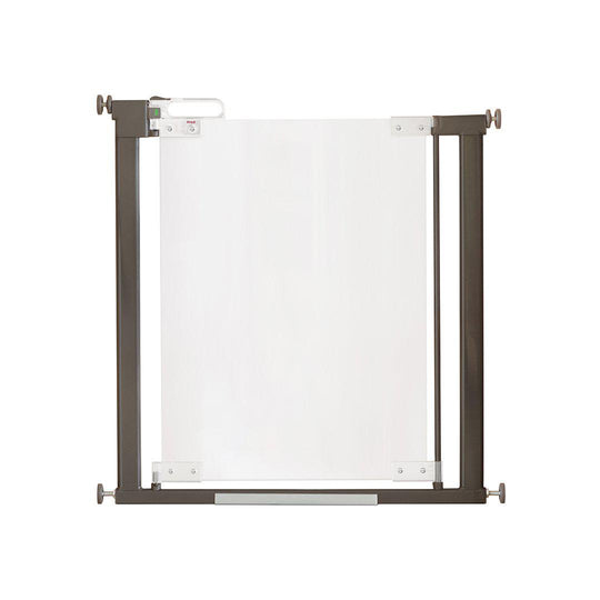 Fred Pressure Fit Stairgate - Clear Acrylic Panel/Dark Grey Fittings-Stair Gates- | Natural Baby Shower