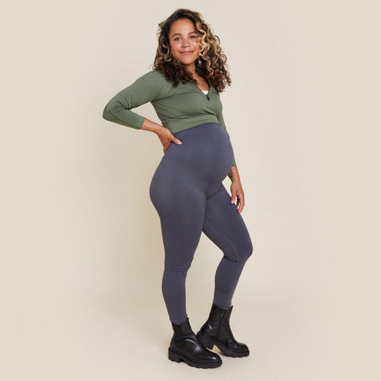 Freerider Co. Maternity Bump Support Leggings - Charcoal-Maternity Leggings-Charcoal-S | Natural Baby Shower