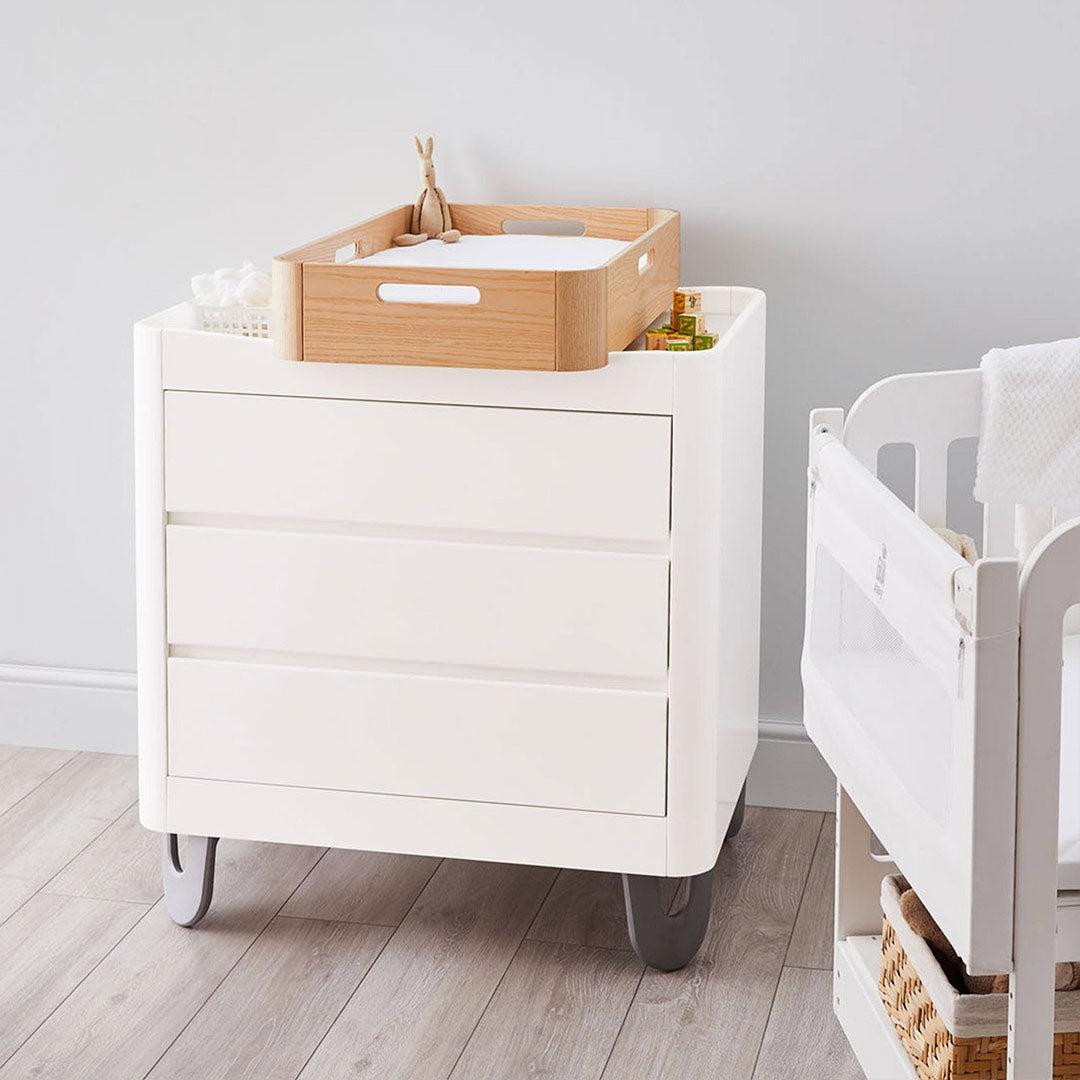 Gaia Baby Serena Mini Cot Bed + Dresser Bundle - White + Natural-Nursery Sets- | Natural Baby Shower