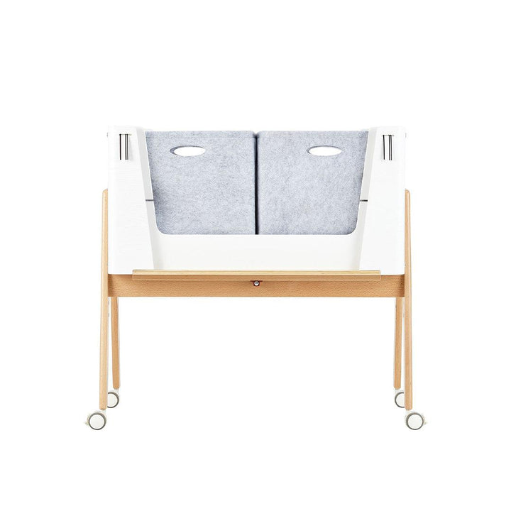 Gaia Baby Hera Cot Bed + Bedside Crib Two Piece Bundle - Scandi-White + Natural-Nursery Sets- | Natural Baby Shower