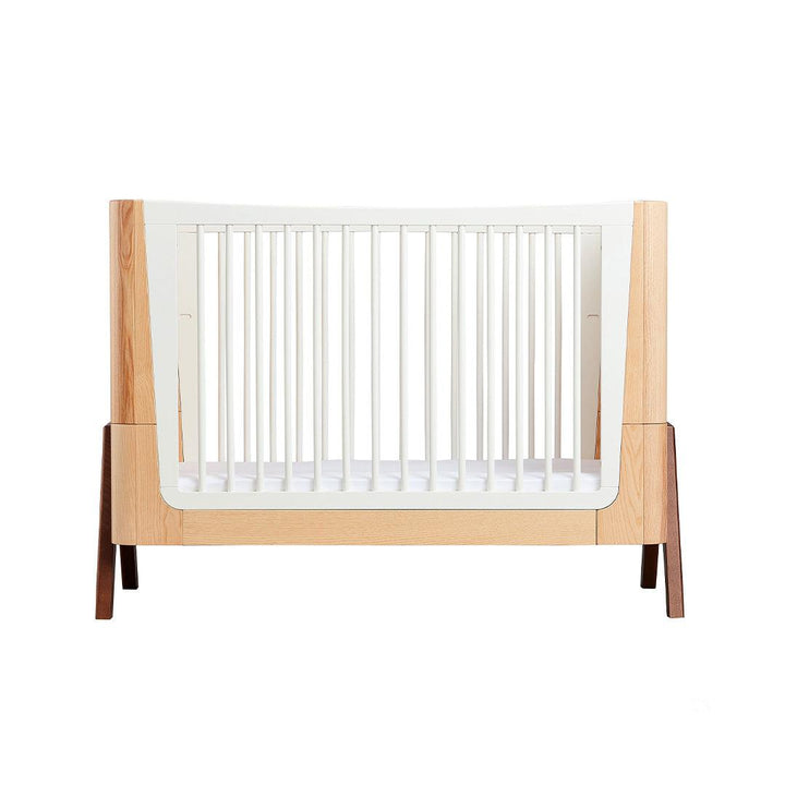 Gaia Baby Hera Cot Bed + Bedside Crib Two Piece Bundle - Natural + Walnut-Nursery Sets- | Natural Baby Shower