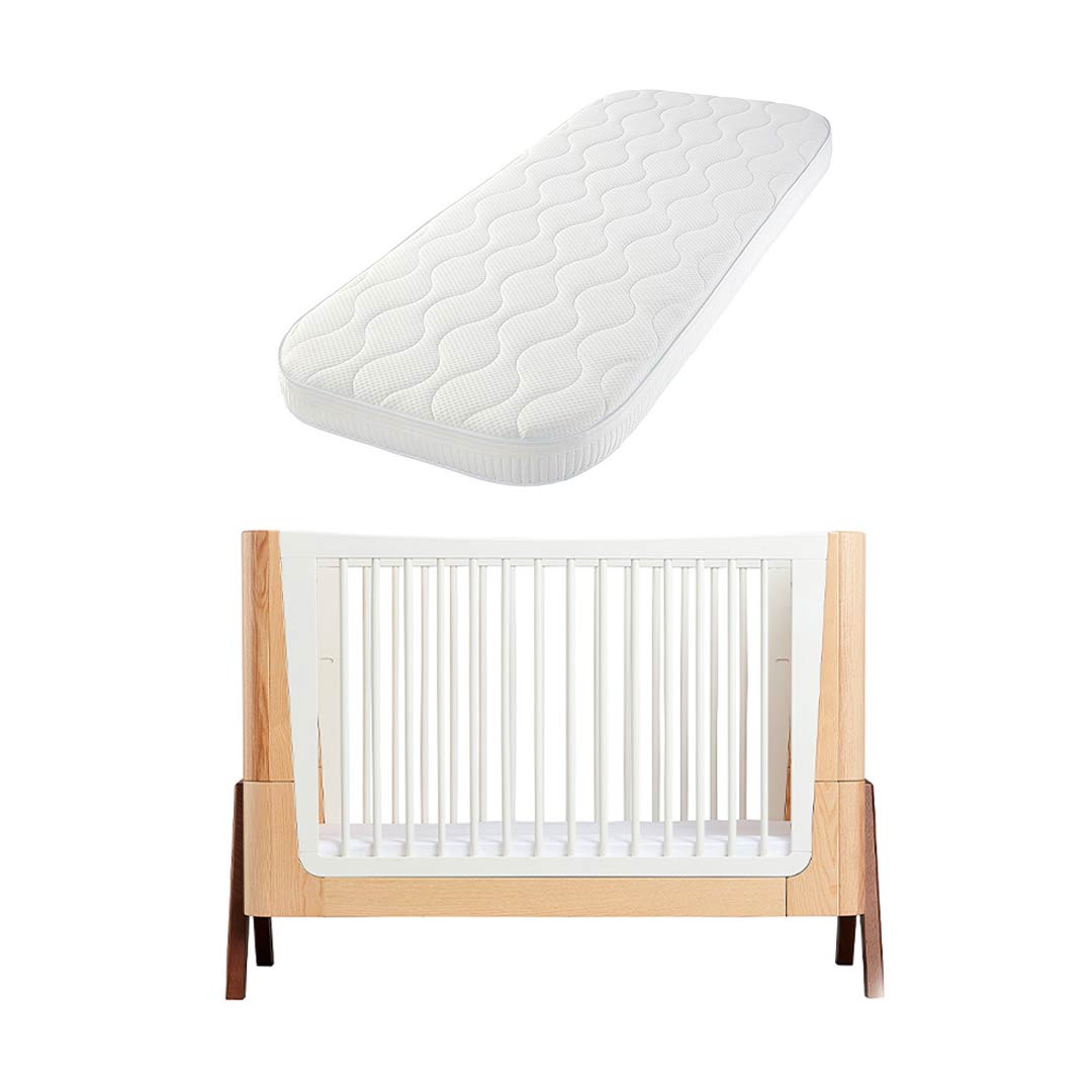 Gaia Hera Complete Sleep Cot Bed - Natural + Walnut-Cot Beds-With Mattress- | Natural Baby Shower