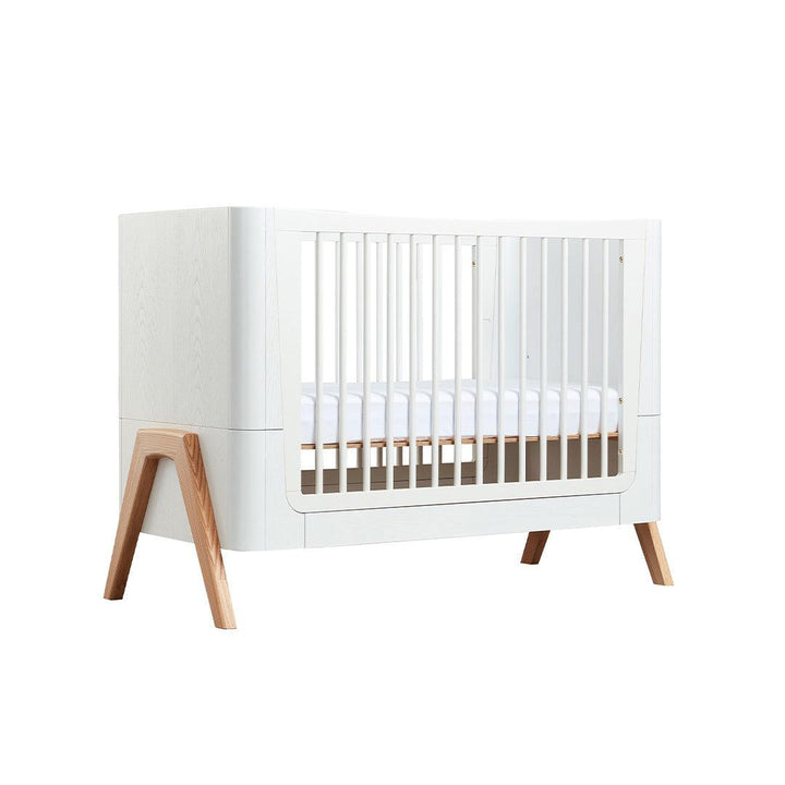 Gaia Baby Hera Cot Bed + Dresser Two Piece Bundle - 	Scandi-White + Natural-Nursery Sets- | Natural Baby Shower