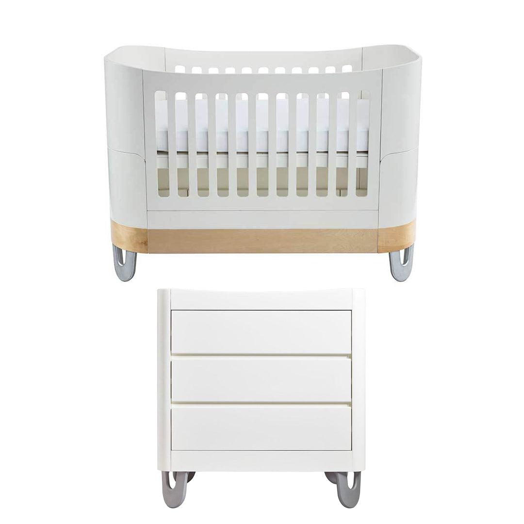 Gaia Baby Serena Co-Sleep Cot Bed + Dresser Bundle - White + Natural-Nursery Sets- | Natural Baby Shower