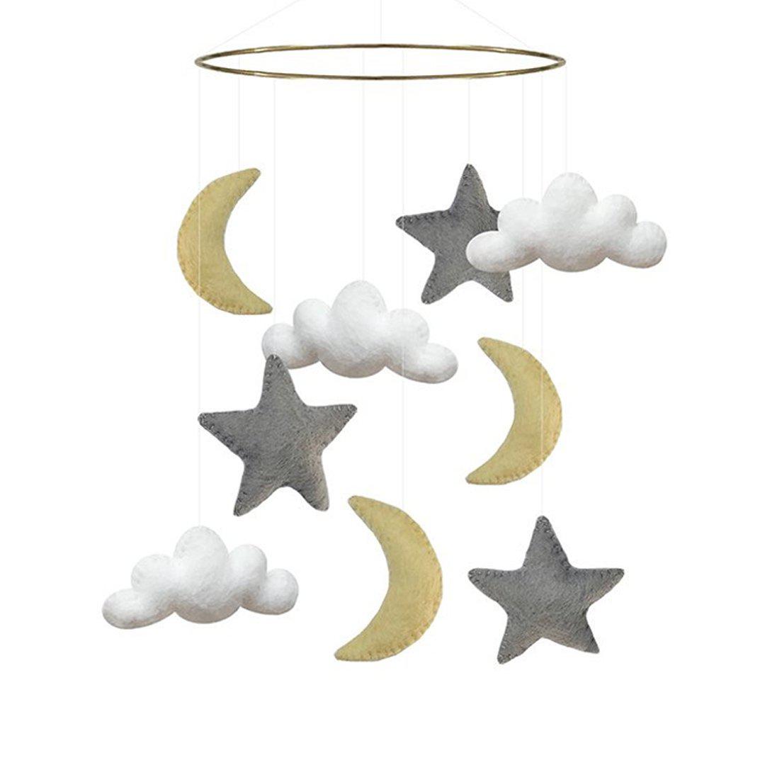 GAMCHA Mobile - Moon/Cloud/Star - Grey-Baby Mobiles- | Natural Baby Shower