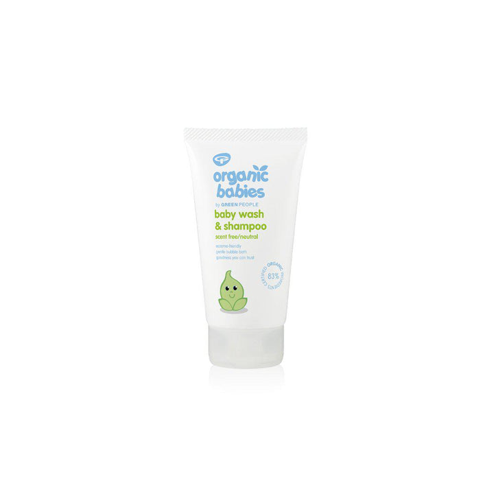 Green People Organic Babies Bath Wash & Shampoo - Scent Free - 150ml-Face + Bodywash- | Natural Baby Shower