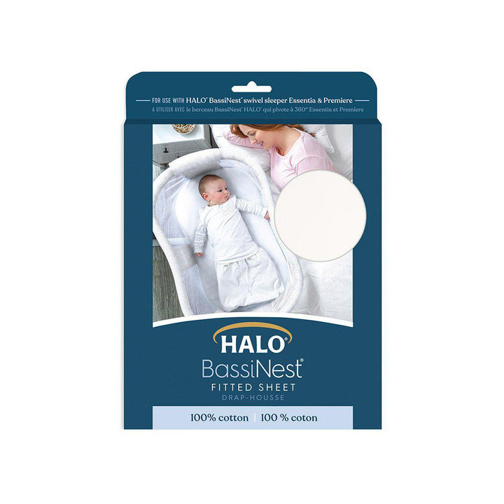 HALO BassiNest Fitted Cotton Sheet - White-Sheets- | Natural Baby Shower