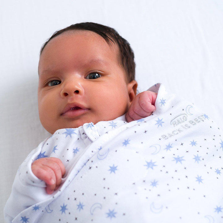 HALO SleepSack Swaddle - Midnight Moons/Blue - TOG 1.5-Sleepsack Swaddles-Midnight Moons/Blue-0-3m | Natural Baby Shower