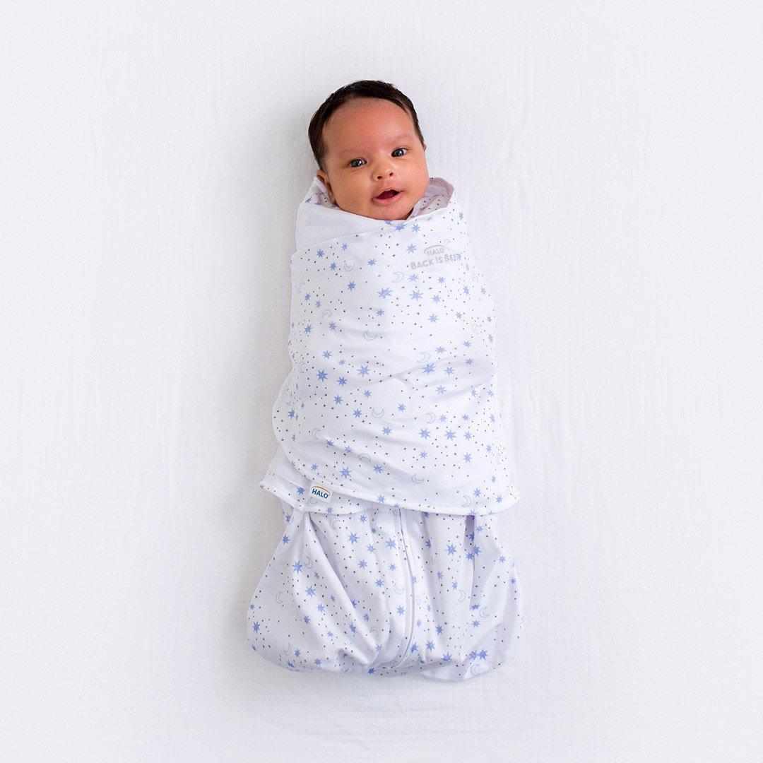 HALO SleepSack Swaddle - Midnight Moons/Blue - TOG 1.5-Sleepsack Swaddles-Midnight Moons/Blue-0-3m | Natural Baby Shower