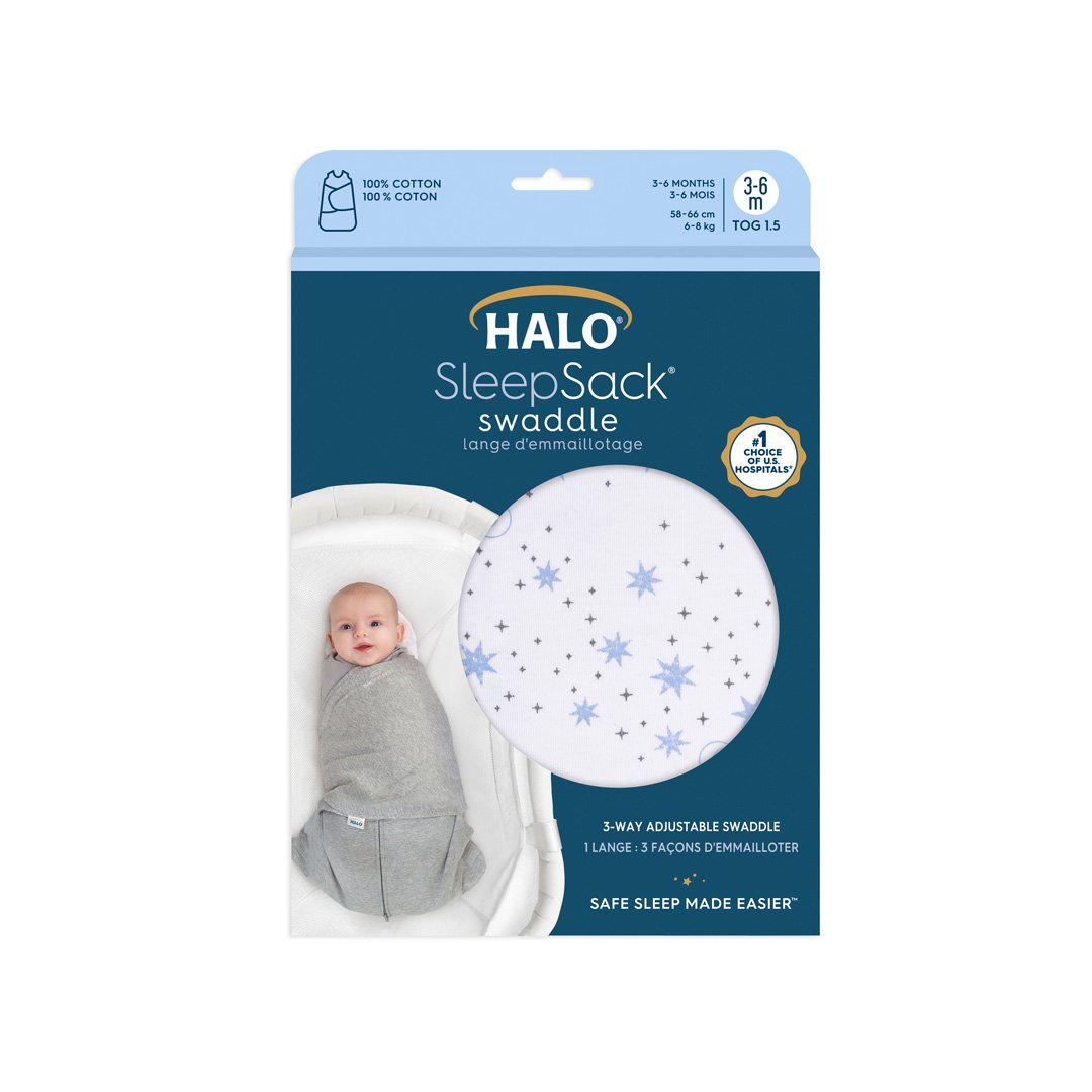 HALO SleepSack Swaddle - Midnight Moons/Blue - TOG 1.5-Sleepsack Swaddles-Midnight Moons/Blue-0-3m | Natural Baby Shower