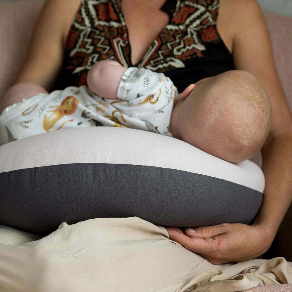 Hippychick Feeding Pillow - Charcoal / Dusky Pink-Nursing Pillows- | Natural Baby Shower