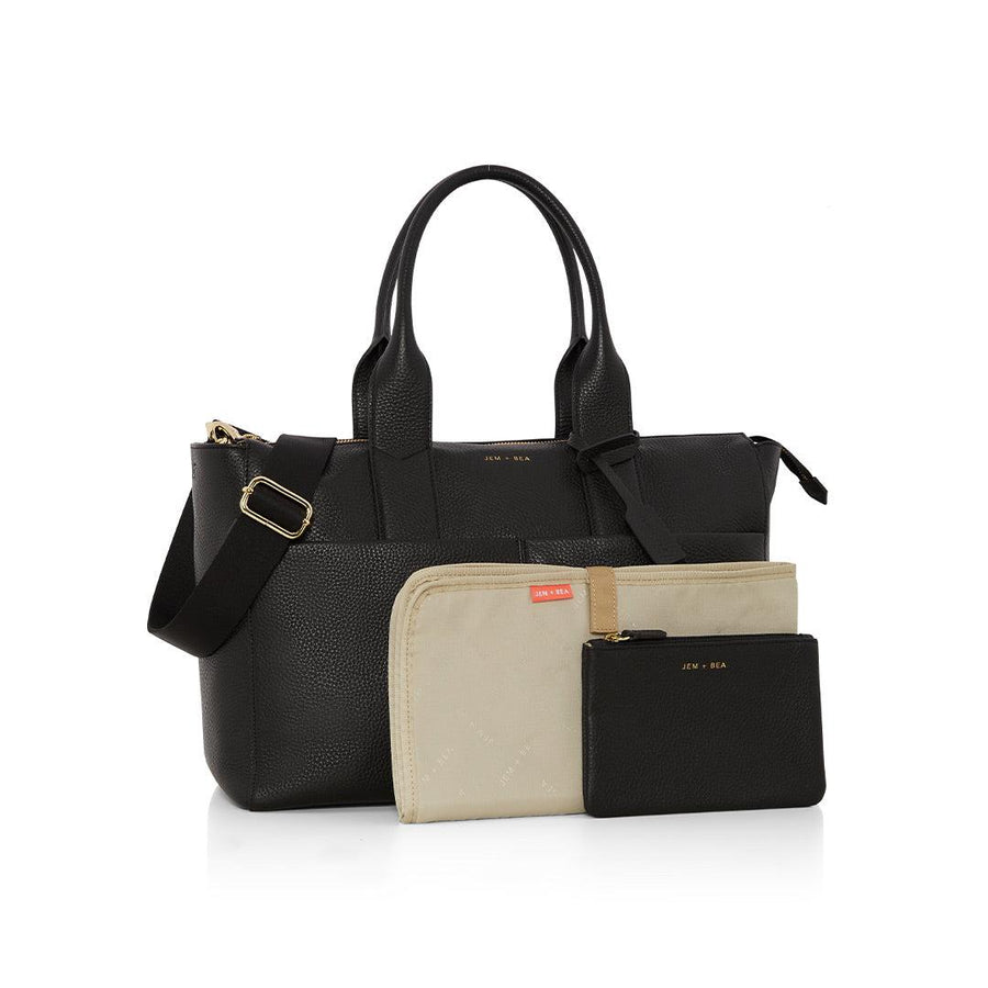 JEM + BEA Jemima Changing Bag - Black - Gold Hardware-Changing Bags-Black- | Natural Baby Shower