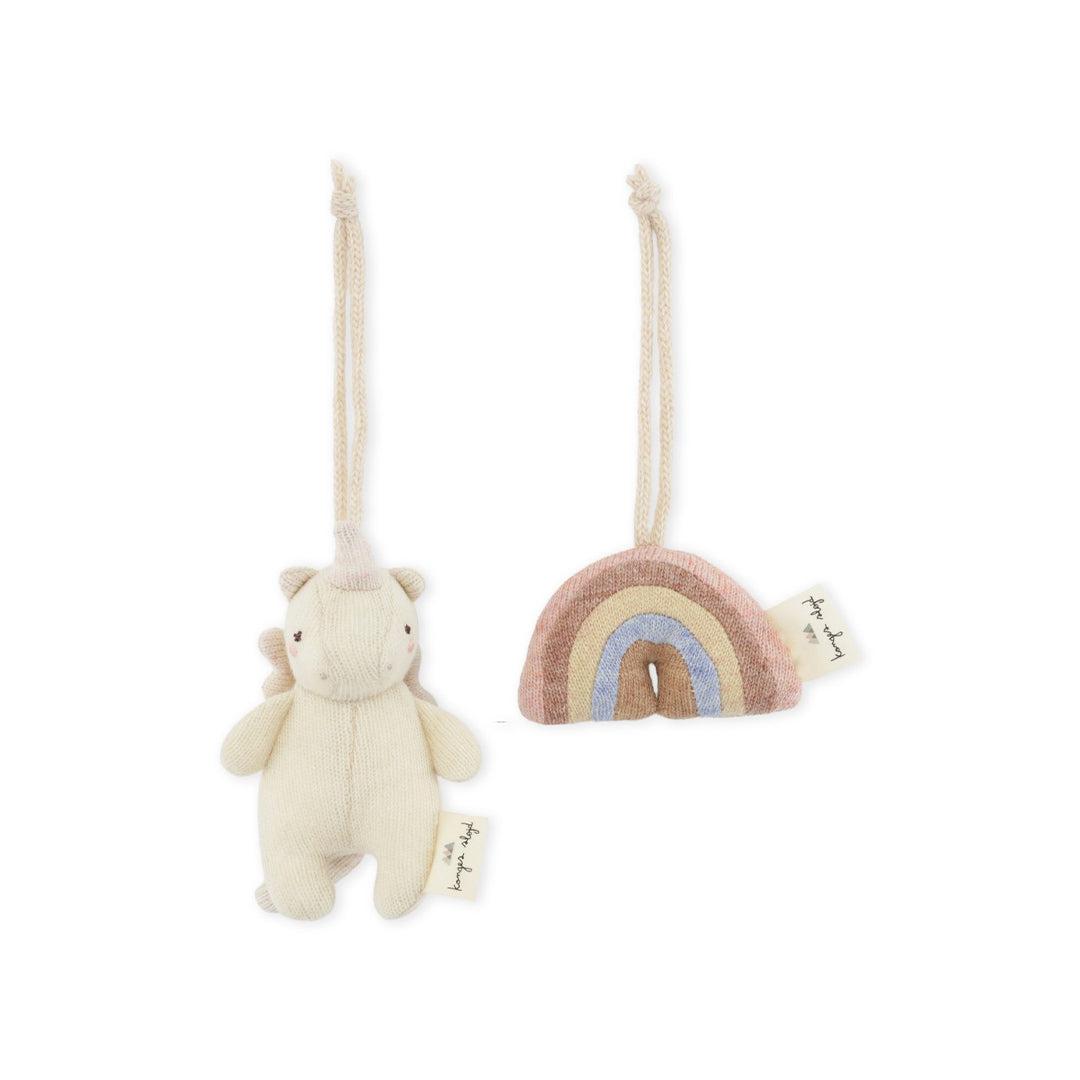Konges Slojd Hanging Activity Toy - Rainbow + Unicorn - 2 Pack-Play Gym Toys- | Natural Baby Shower