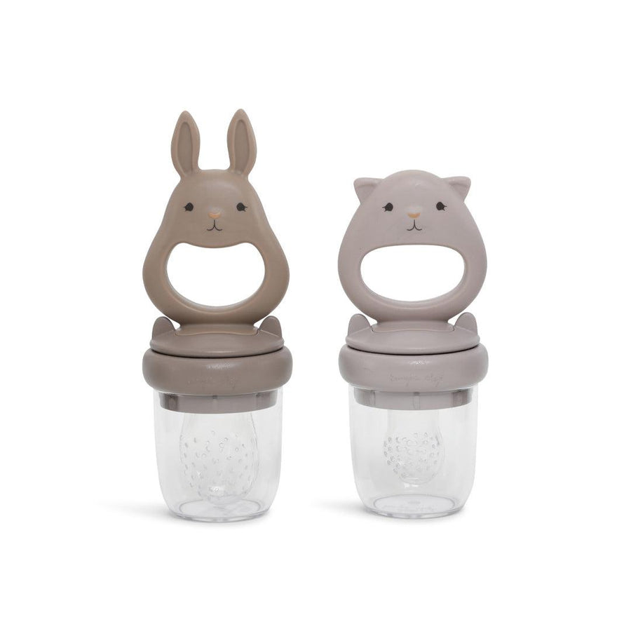 Konges Slojd Fruit Feeding Pacifier - Bunny + Kitty - Lilac/Shiitake-Mesh Feeders- | Natural Baby Shower