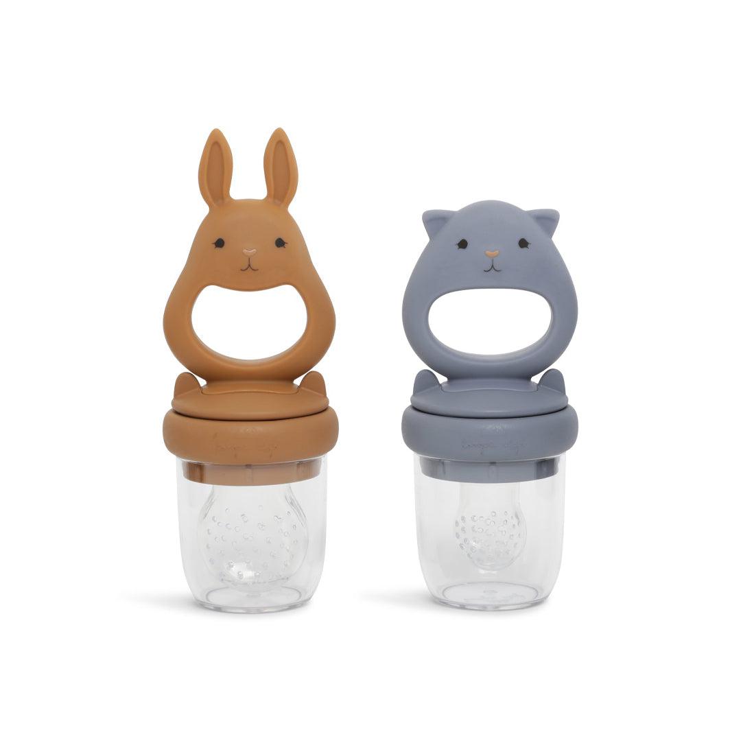 Konges Slojd Fruit Feeding Pacifier - Bunny + Kitty - Quicksilver/Caramel-Mesh Feeders- | Natural Baby Shower
