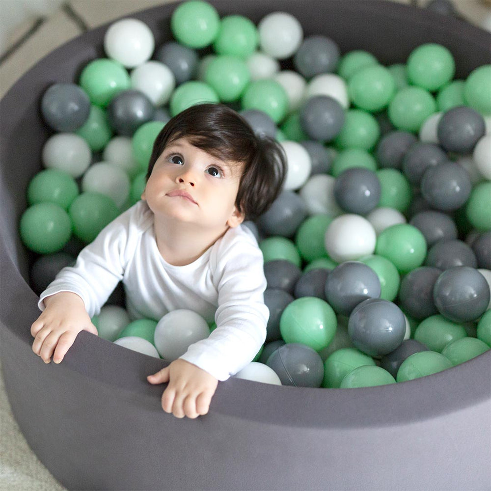 Larisa & Pumpkin Grey Ball Pit + Grey/Mint/White Balls-Ball Pits- | Natural Baby Shower