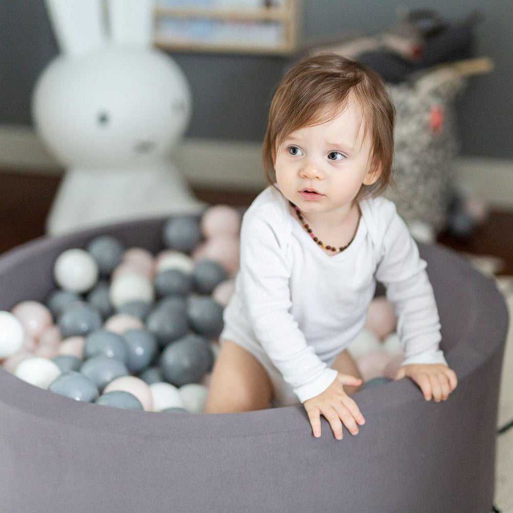 Larisa & Pumpkin Grey Ball Pit + Grey/Powder/White Balls-Ball Pits- | Natural Baby Shower