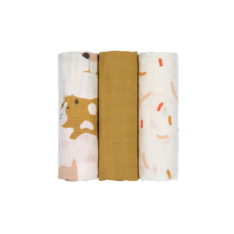 Lassig Heavenly Soft Swaddle - 3 Pack - Little Mateys Spicy Orange-Swaddling Wraps-Little Mateys Spicy Orange-L | Natural Baby Shower